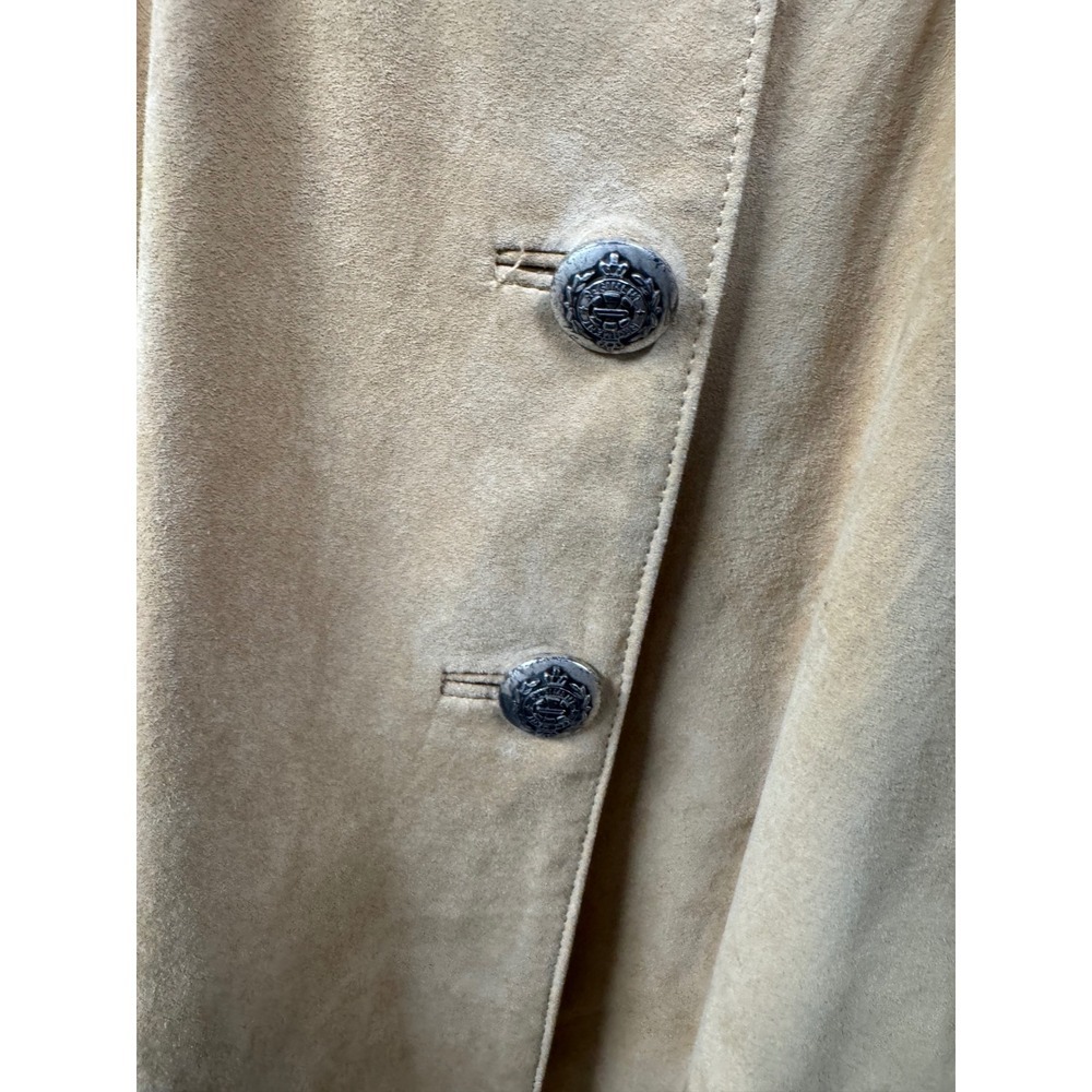 Scully Womens Tan Suede Leather Western Coat Arrow Applique Crest Button Size 12 - Picture 8 of 15